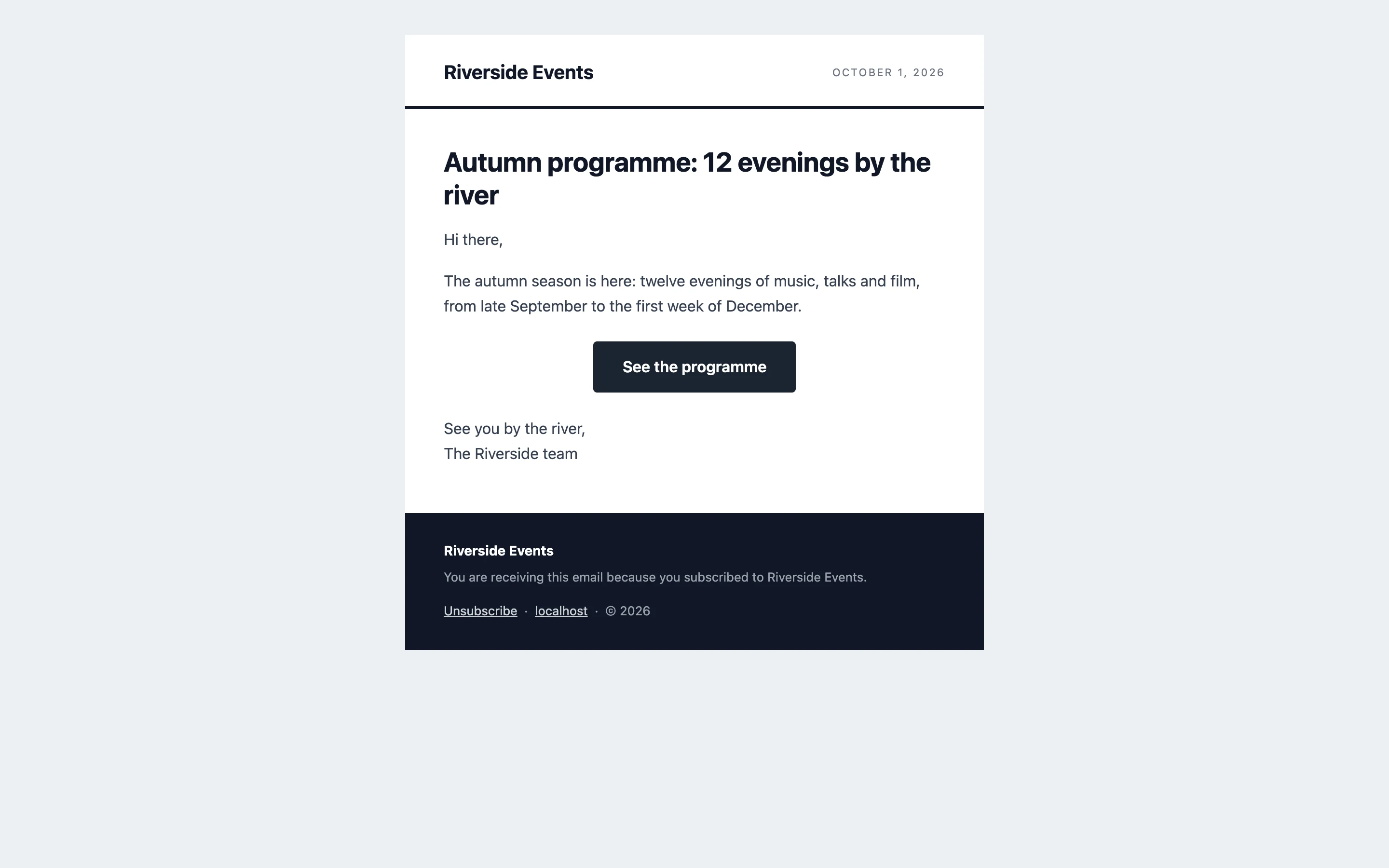 The web version of a newsletter, as readers see it in the browser.